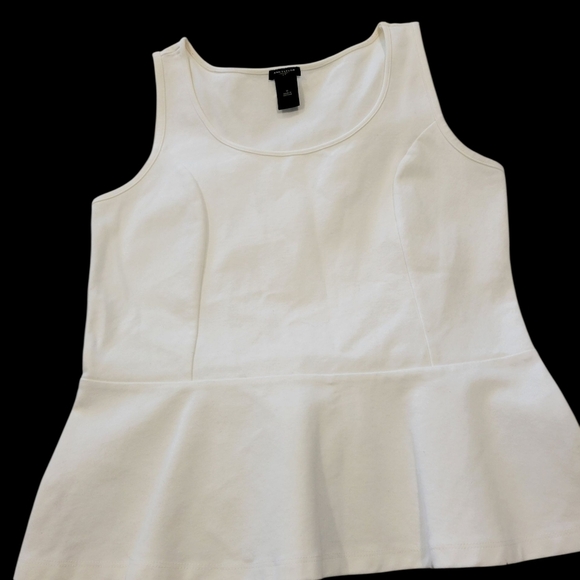 Ann Taylor Cotton Nylon Sleeveless Top In White MED - Picture 2 of 6